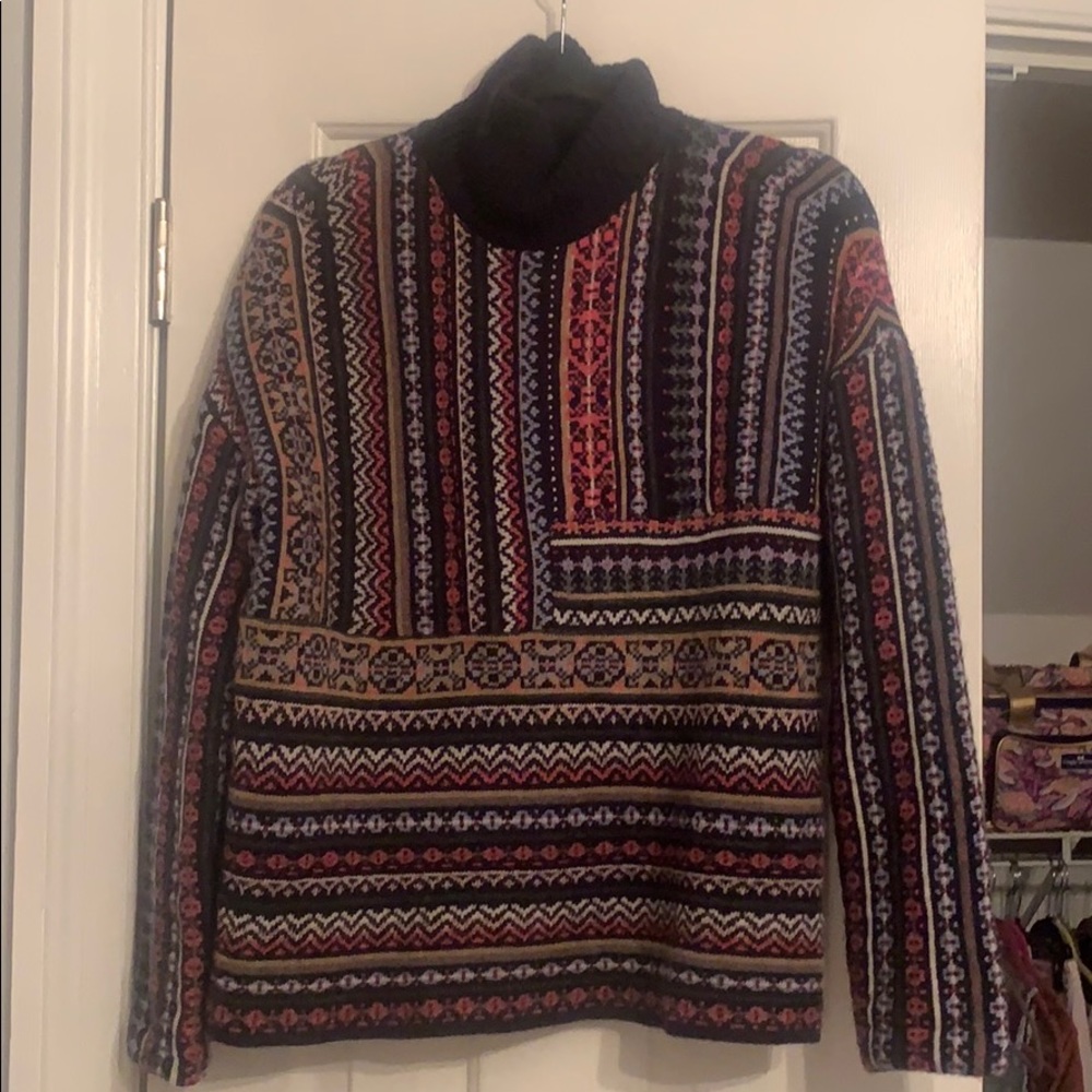 Tory Burch Wool Logo Turtle Neck Sweater